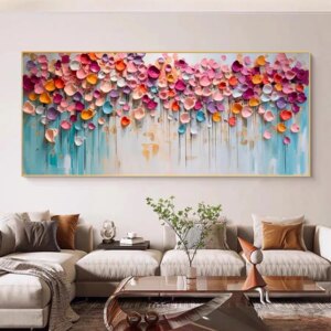 Abstract Golden White Flowers Hand Painted Oil Painting On Canvas Art Wall Pictures Painting For Living Room Home Decor Gift