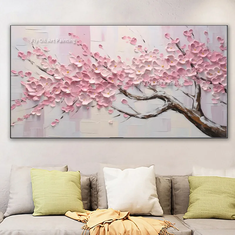 Abstract Golden White Flowers Hand Painted Oil Painting On Canvas Art Wall Pictures Painting For Living Room Home Decor Gift