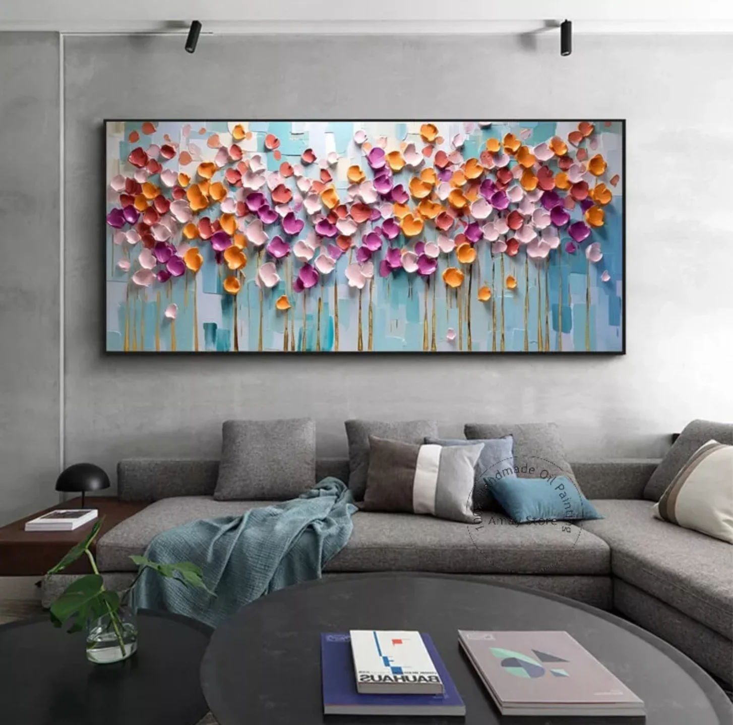 Abstract Golden White Flowers Hand Painted Oil Painting On Canvas Art Wall Pictures Painting For Living Room Home Decor Gift