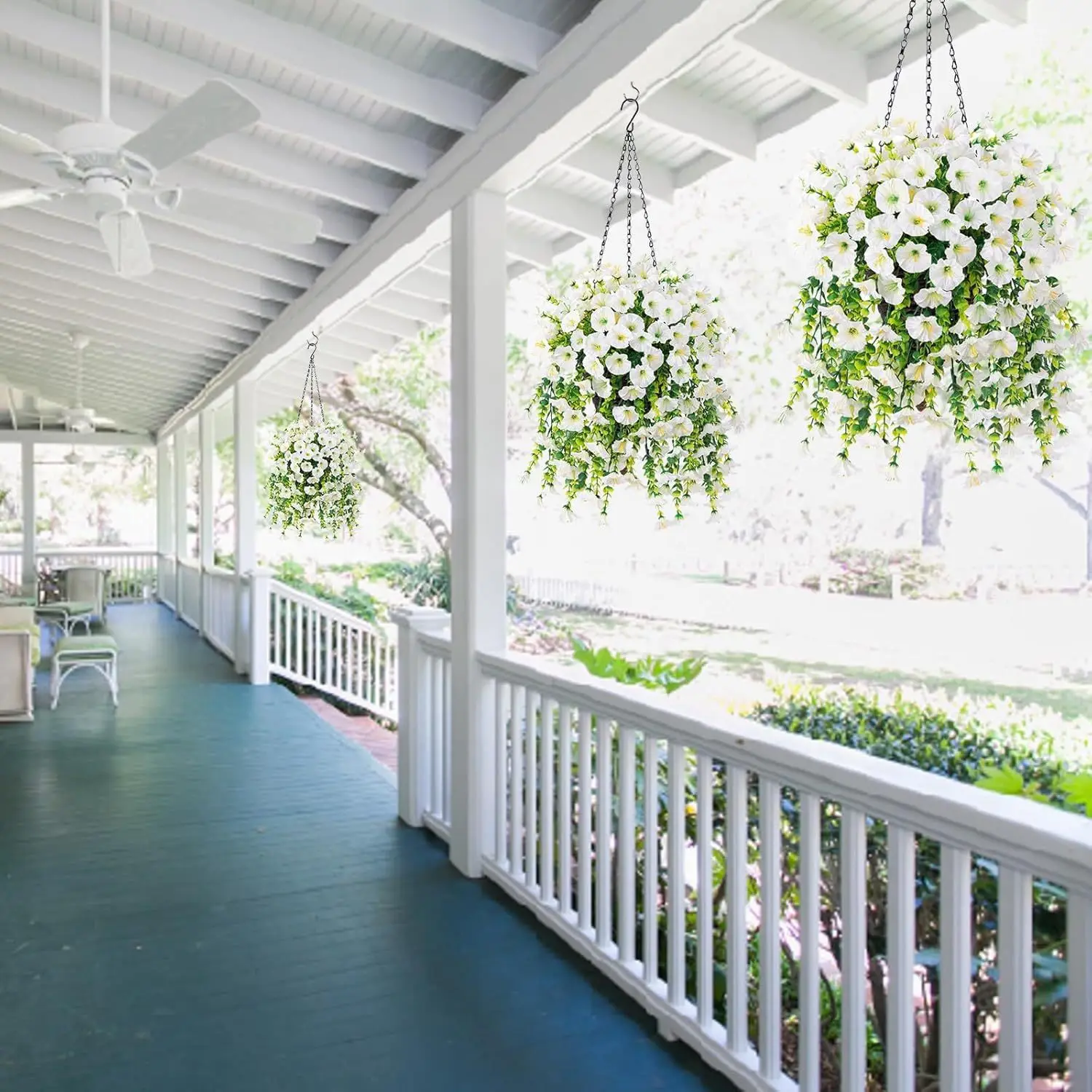 2pcs UV-Resistant Artificial Morning Glory & Eucalyptus Hanging Decor - Perfect for Home, Garden, Weddings | Versatile Outdoor