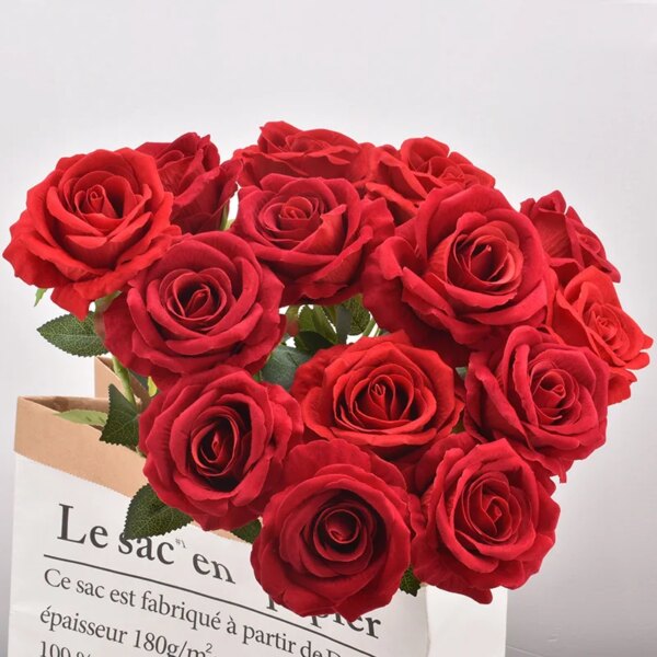 3/5/10/20pcs Roses Artificial Flowers Rose Flower Branch Artificial Red Roses Realistic Fake Rose for Wedding Home Decor - Image 4