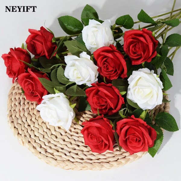 3/5/10/20pcs Roses Artificial Flowers Rose Flower Branch Artificial Red Roses Realistic Fake Rose for Wedding Home Decor - Image 2