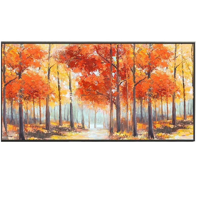 Large Hand Painted Oil Painting On Canvas Blue Sky Green Forest Landscape Wall Art Handmade Heavy Textured Wall Decor Home Decor