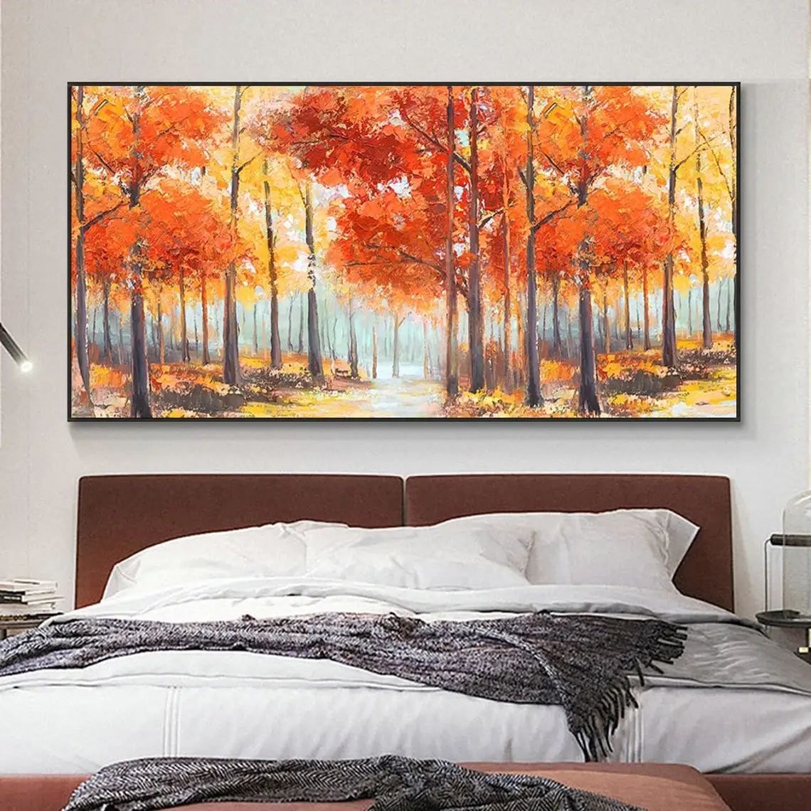 Large Hand Painted Oil Painting On Canvas Blue Sky Green Forest Landscape Wall Art Handmade Heavy Textured Wall Decor Home Decor
