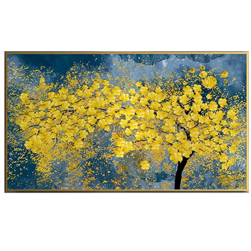 Large Hand Painted Oil Painting On Canvas Blue Sky Green Forest Landscape Wall Art Handmade Heavy Textured Wall Decor Home Decor