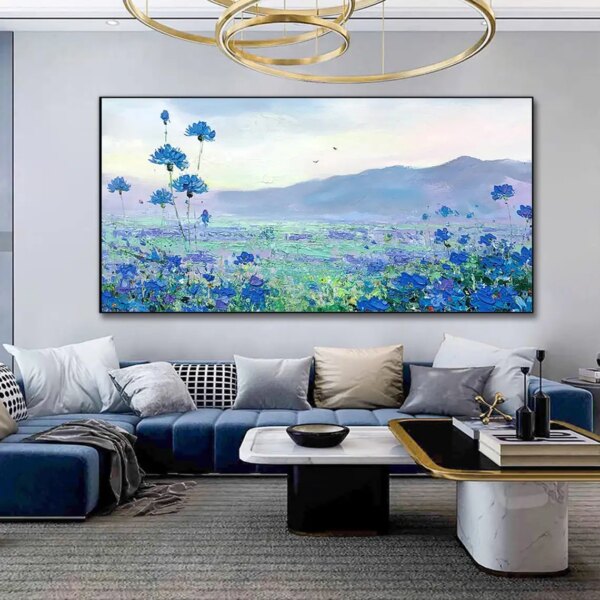 Large Hand Painted Oil Painting On Canvas Blue Sky Green Forest Landscape Wall Art Handmade Heavy Textured Wall Decor Home Decor - Image 6