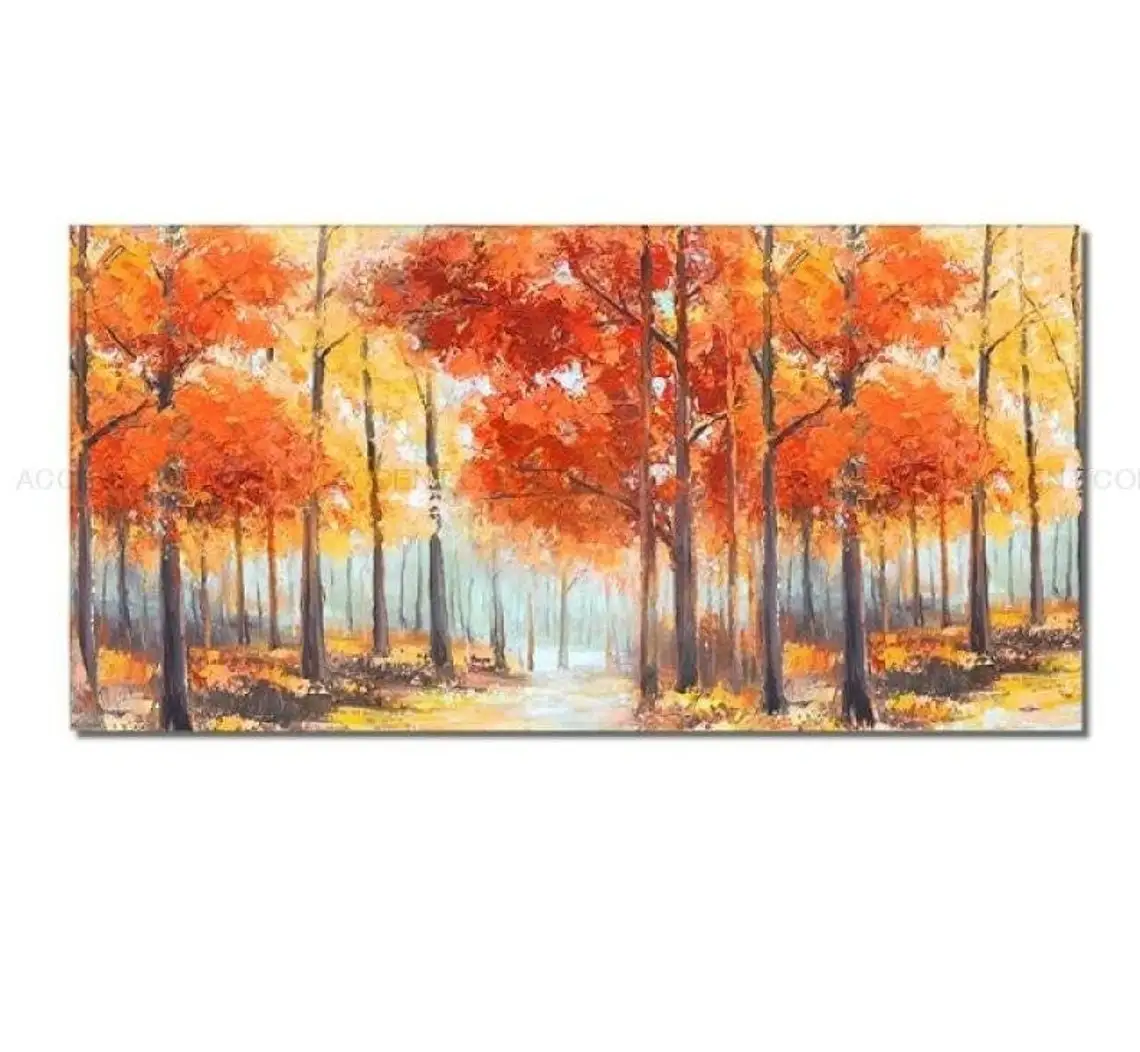 Large Hand Painted Oil Painting On Canvas Blue Sky Green Forest Landscape Wall Art Handmade Heavy Textured Wall Decor Home Decor