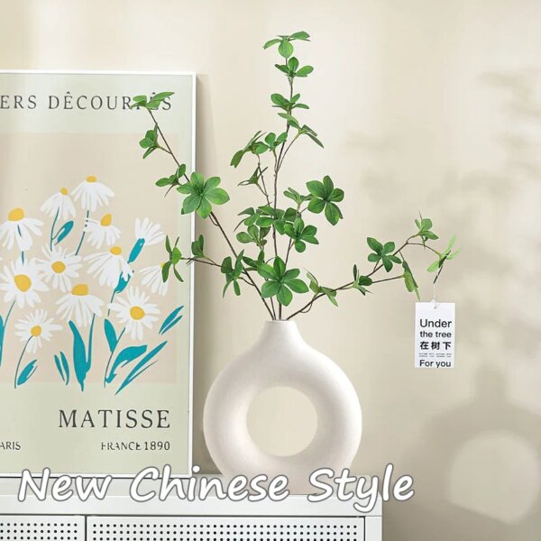 Imitation Ceramic Pure White Vase Decorative Vasen Single Branch Flower Arranging Ornament Donut Design Flowerpot Table Decor - Image 5
