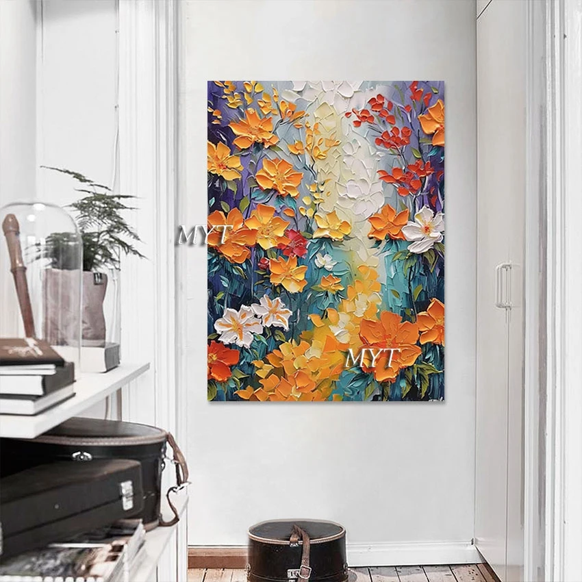 High Quality, Knife Flower Abstract Heavy Texture Oil Painting, Custom Artwork, Modern Canvas Art, Decor Wall Picture, No Framed