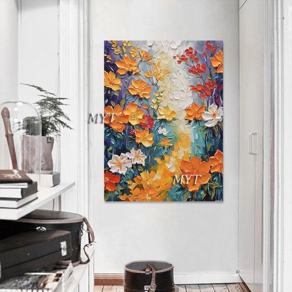 High Quality, Knife Flower Abstract Heavy Texture Oil Painting, Custom Artwork, Modern Canvas Art, Decor Wall Picture, No Framed - Image 3