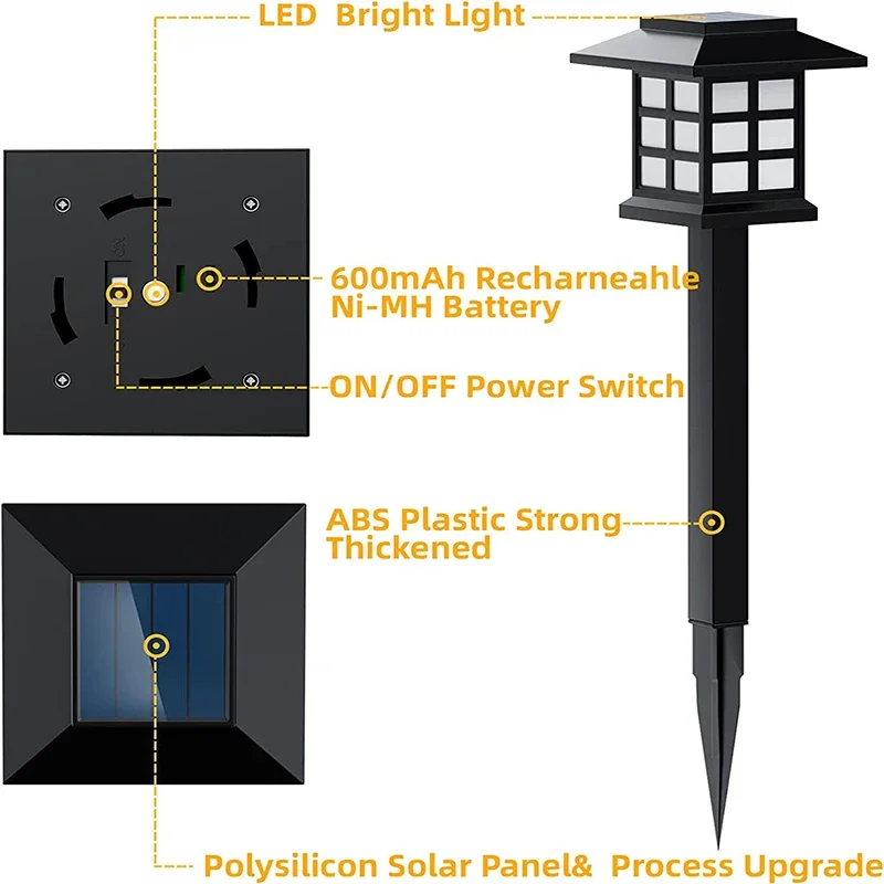2/4/6/8Pcs Solar LED Pathway Lights Outdoor Waterproof Walkway Garden Decor Street Lamp for Landscape Yard Patio Driveway