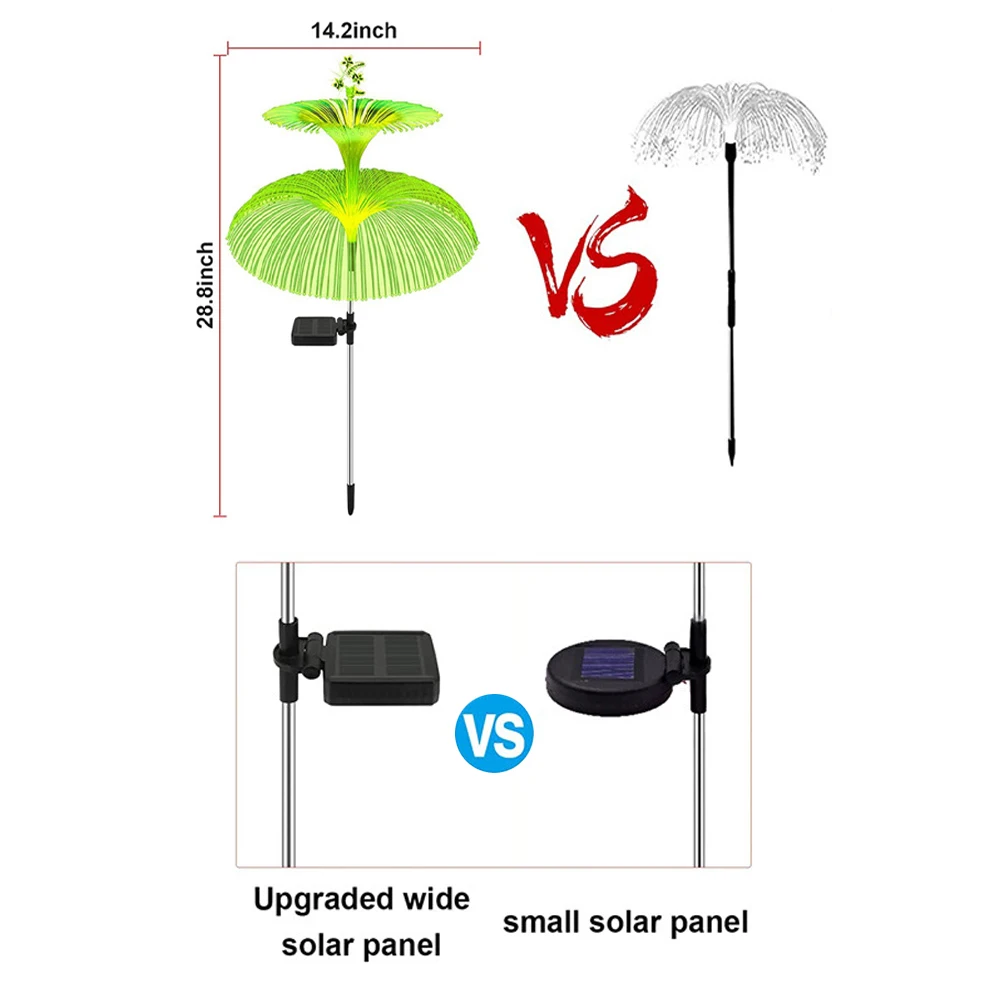 Solar Garden Lights Solar Outdoor Lights Waterproof 7 Color Changing Double Jellyfish and Star Solar Flower Lights for Yard