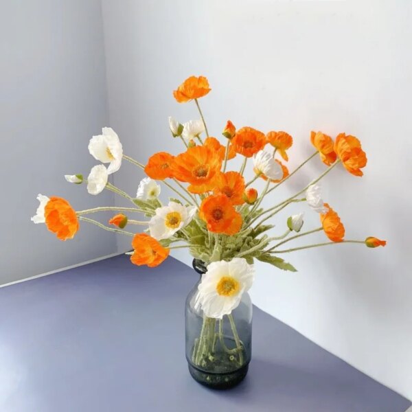 Artificial Flowers Fake Poppy Silk Flowers Long Stem Housewarming Garden Table Wedding DIY Party Wedding Bridal Bouquet Decor - Image 4