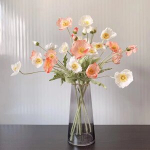 Artificial Flowers Fake Poppy Silk Flowers Long Stem Housewarming Garden Table Wedding DIY Party Wedding Bridal Bouquet Decor
