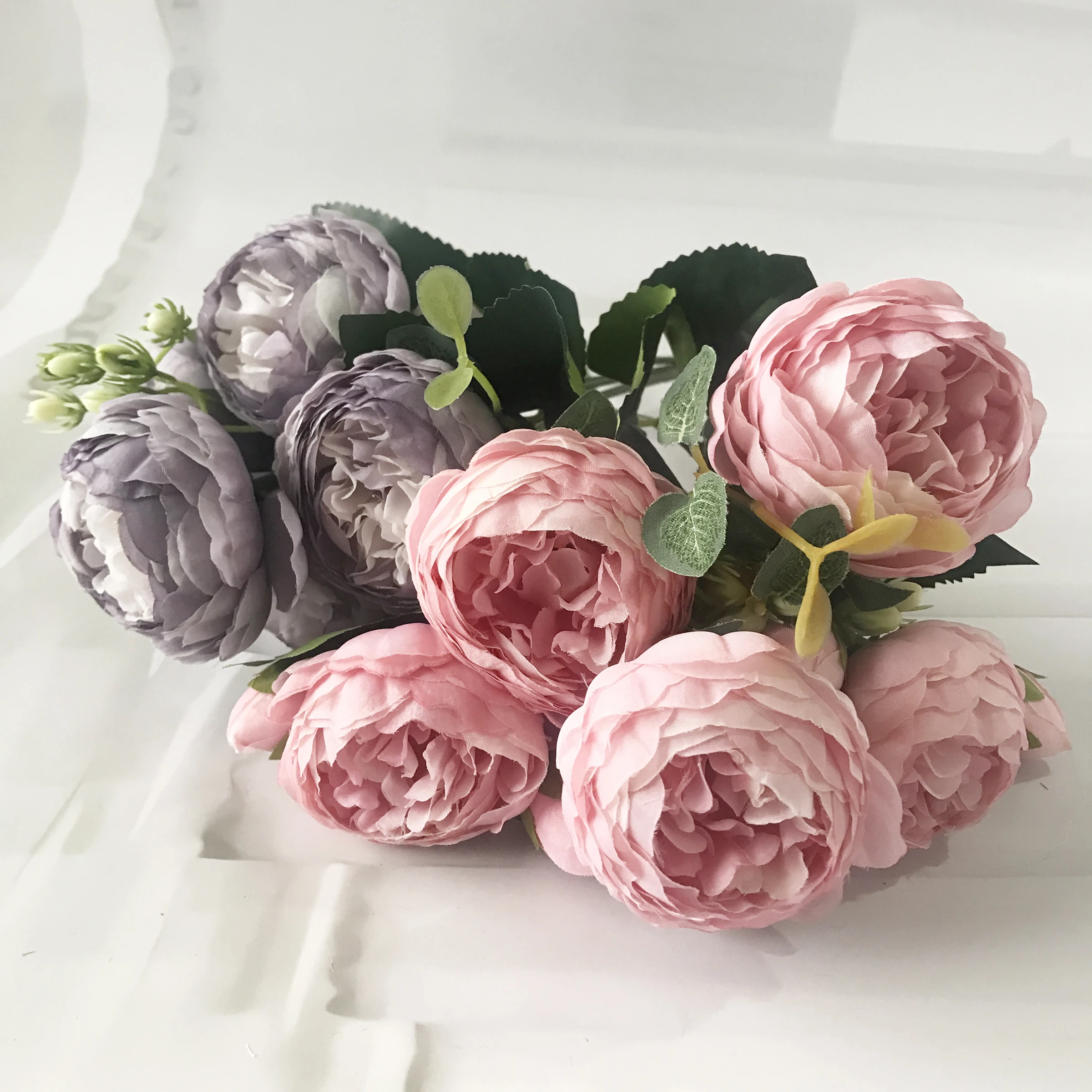 30cm Rose Pink Silk Peony Artificial Flowers Bouquet 5 Big Head for Home Wedding Decoration indoor