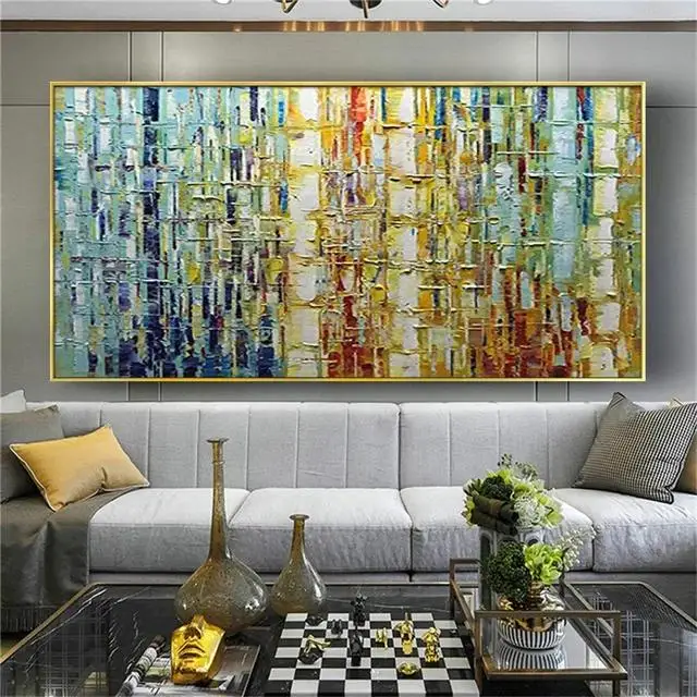 Hand Painted Birch Tree Landscape Oil Painting on Canvas  Modern Wall Art for Living Room Decor Salon Artwork  Thick Knife Techn