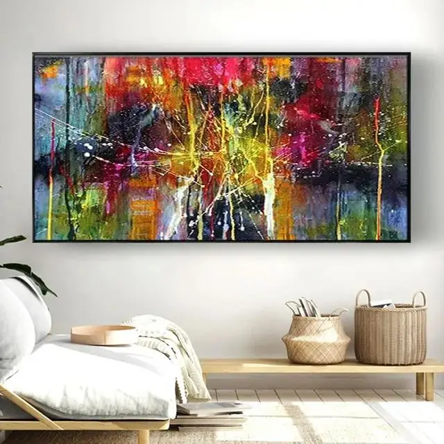 Hand Painted Birch Tree Landscape Oil Painting on Canvas  Modern Wall Art for Living Room Decor Salon Artwork  Thick Knife Techn
