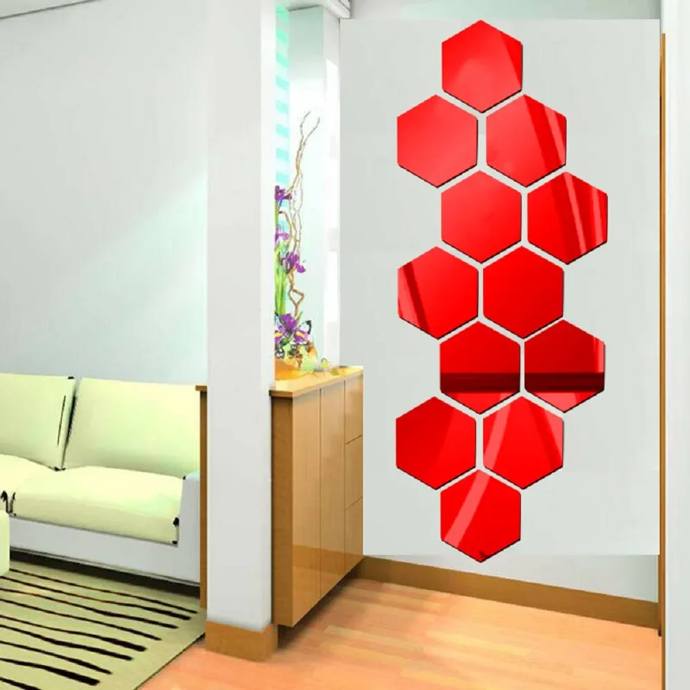 6/12pcs 3D Hexagon Mirror Wall Sticker Rose Gold DIY TV Background Living Room Stickers Wall Decor Bedroom Bathroom Home Decor 6/12pcs 3D Hexagon Mirror Wall Sticker Rose Gold DIY TV Background Living Room Stickers Wall Decor Bedroom Bathroom Home Decor