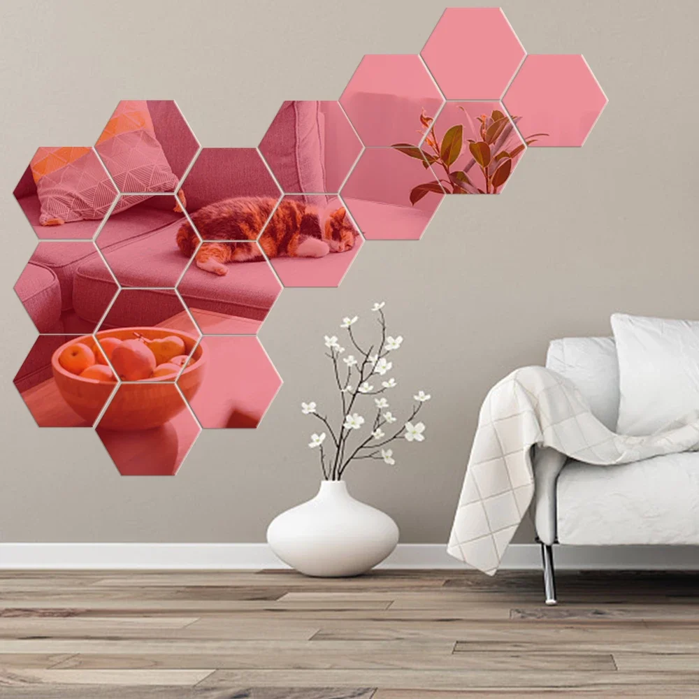 6/12pcs 3D Hexagon Mirror Wall Sticker Rose Gold DIY TV Background Living Room Stickers Wall Decor Bedroom Bathroom Home Decor 6/12pcs 3D Hexagon Mirror Wall Sticker Rose Gold DIY TV Background Living Room Stickers Wall Decor Bedroom Bathroom Home Decor