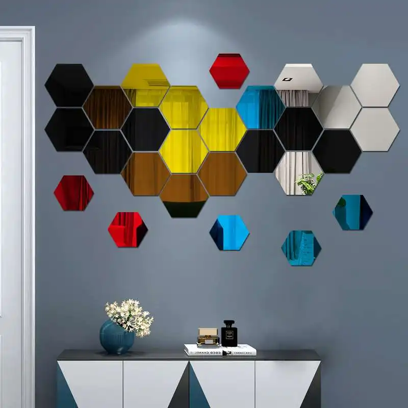 6/12pcs 3D Hexagon Mirror Wall Sticker Rose Gold DIY TV Background Living Room Stickers Wall Decor Bedroom Bathroom Home Decor 6/12pcs 3D Hexagon Mirror Wall Sticker Rose Gold DIY TV Background Living Room Stickers Wall Decor Bedroom Bathroom Home Decor