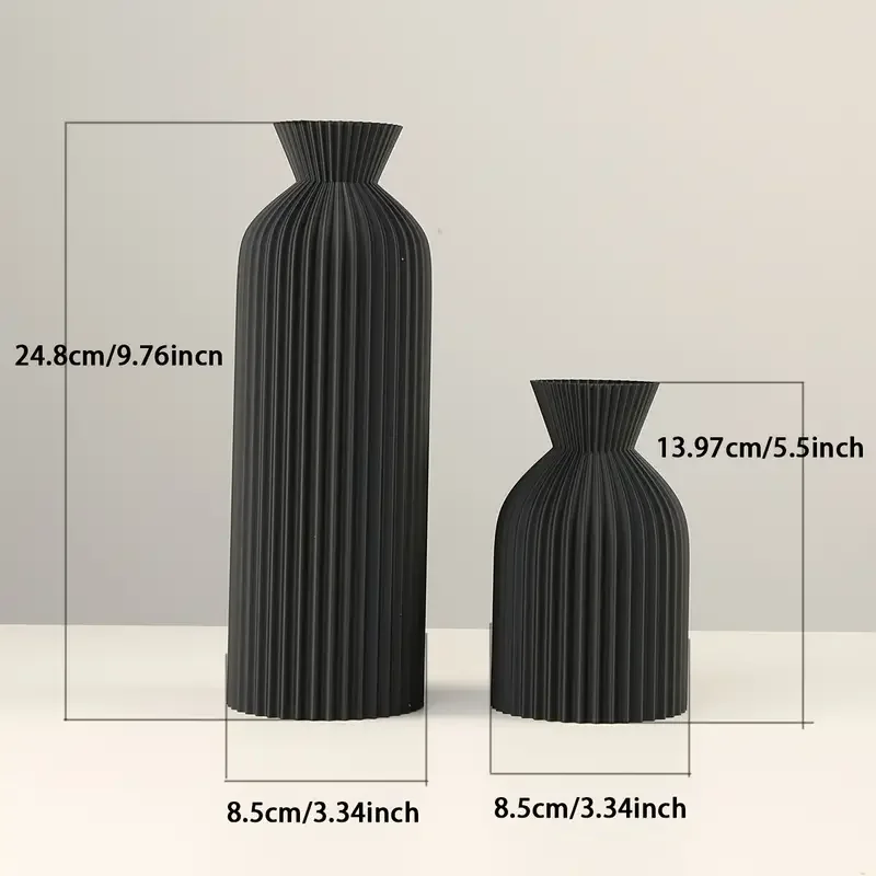 Elegant Black Plastic Vase - Boho Chic Decorative Centerpiece for Home, Office, and Living Room Elegant Black Plastic Vase - Boho Chic Decorative Centerpiece for Home, Office, and Living Room