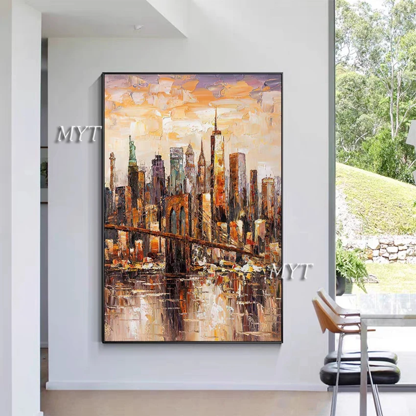 Hand Painted Painting Oil Canvas Waking Landscape Oil Painting For Living Room Wall Art Home Decor Modern Abstract Picture Art