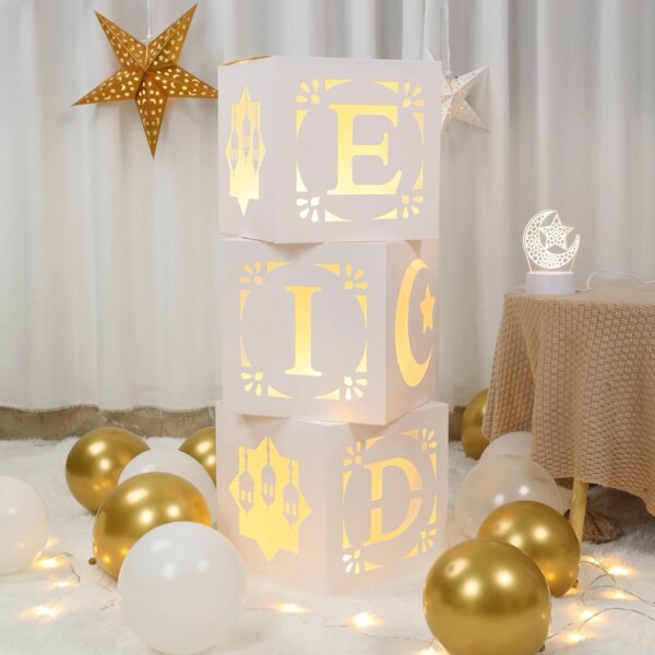 Eid Mubarak Letter Box Hollow Light String Ramadan Kareem Decoration For Home Muslim Islamic Ramadan Box Eid Al-fitr Gifts 2025 - Image 6