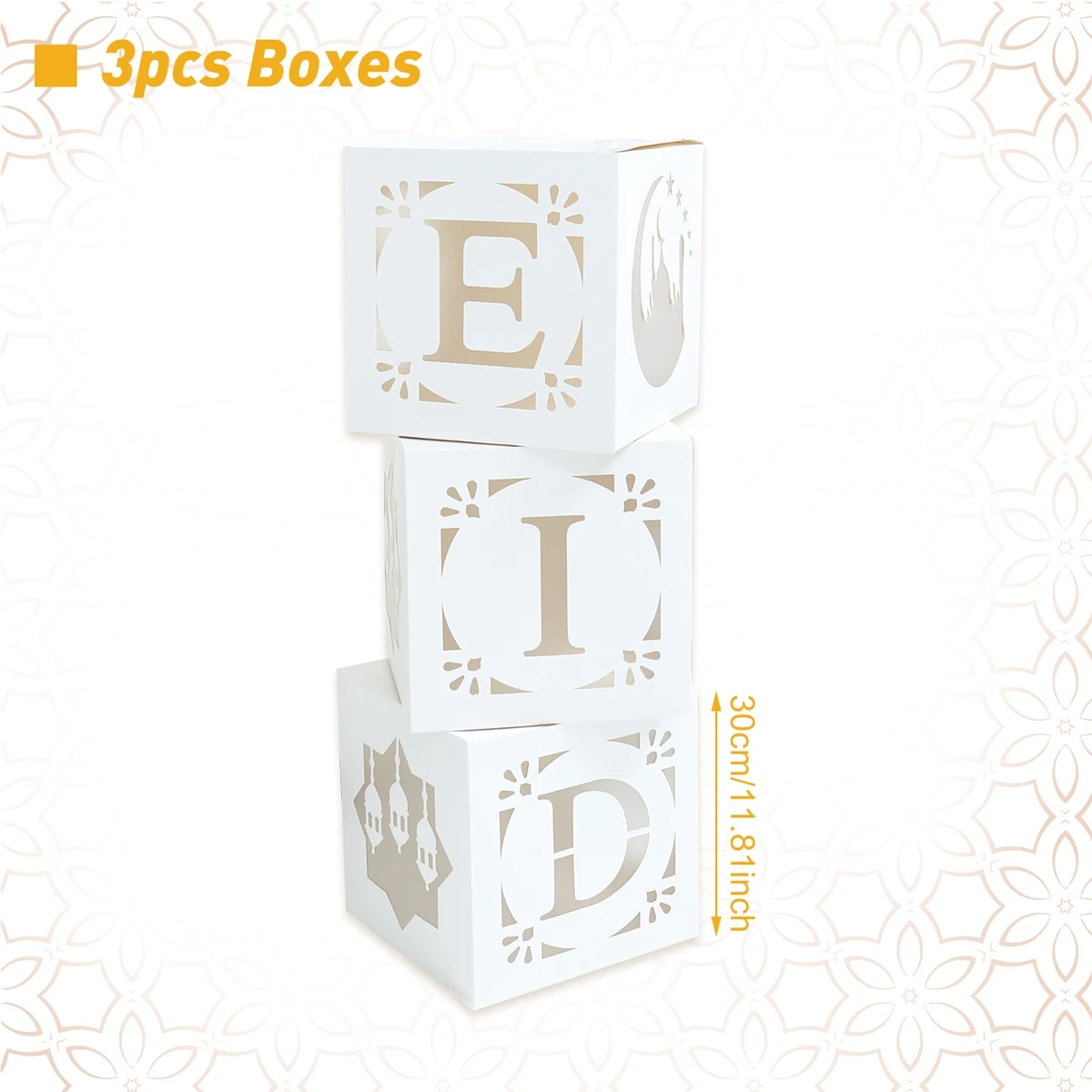 Eid Mubarak Letter Box Hollow Light String Ramadan Kareem Decoration For Home Muslim Islamic Ramadan Box Eid Al-fitr Gifts 2025