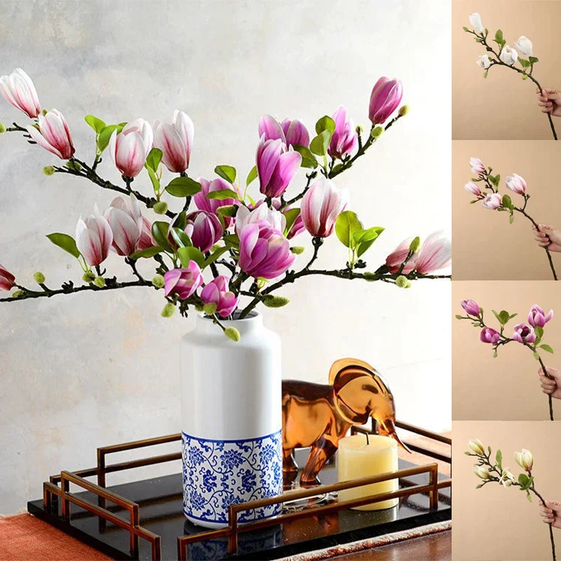 Artificial Magnolia Flower Branch For Home Living Room Decoration Fake Silk Flower Plant Wedding Party Simulation Flower Bouquet Artificial Magnolia Flower Branch For Home Living Room Decoration Fake Silk Flower Plant Wedding Party Simulation Flower Bouquet