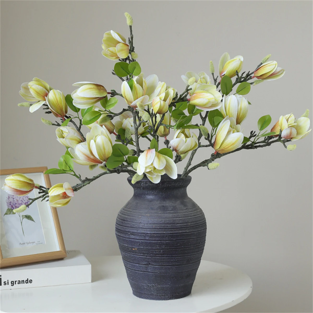 Artificial Magnolia Flower Branch For Home Living Room Decoration Fake Silk Flower Plant Wedding Party Simulation Flower Bouquet Artificial Magnolia Flower Branch For Home Living Room Decoration Fake Silk Flower Plant Wedding Party Simulation Flower Bouquet