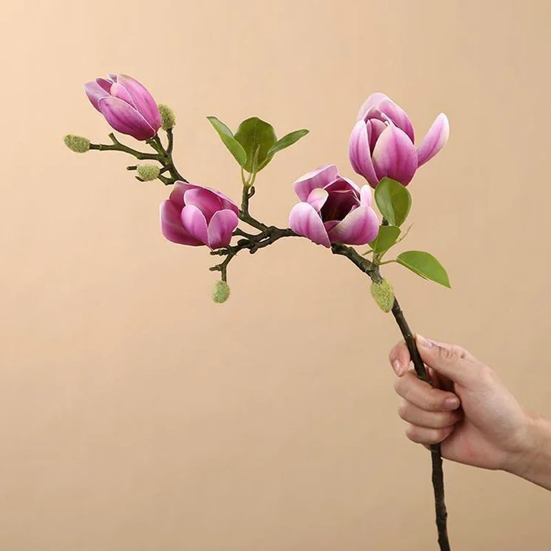 Artificial Magnolia Flower Branch For Home Living Room Decoration Fake Silk Flower Plant Wedding Party Simulation Flower Bouquet Artificial Magnolia Flower Branch For Home Living Room Decoration Fake Silk Flower Plant Wedding Party Simulation Flower Bouquet