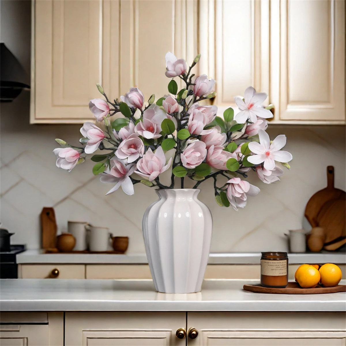 Artificial Magnolia Flower Branch For Home Living Room Decoration Fake Silk Flower Plant Wedding Party Simulation Flower Bouquet Artificial Magnolia Flower Branch For Home Living Room Decoration Fake Silk Flower Plant Wedding Party Simulation Flower Bouquet