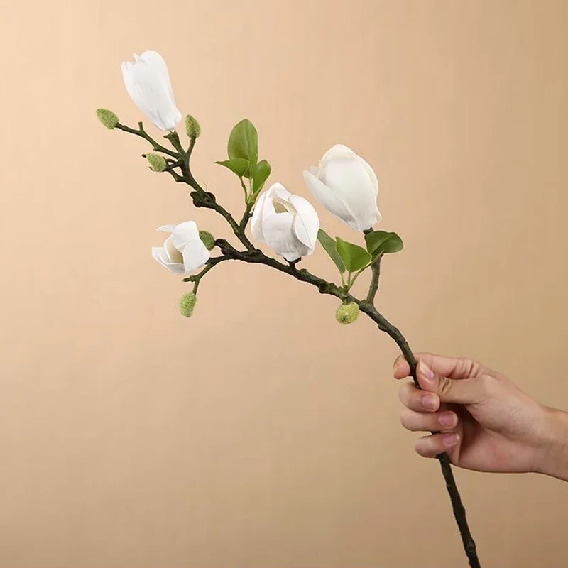 Artificial Magnolia Flower Branch For Home Living Room Decoration Fake Silk Flower Plant Wedding Party Simulation Flower Bouquet Artificial Magnolia Flower Branch For Home Living Room Decoration Fake Silk Flower Plant Wedding Party Simulation Flower Bouquet