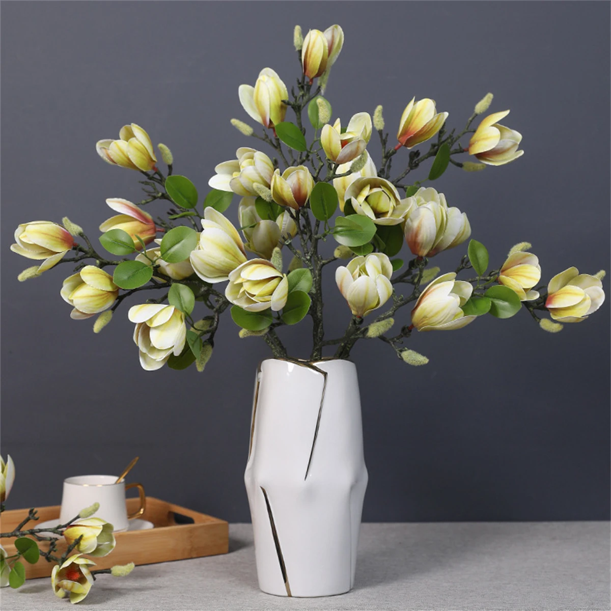 Artificial Magnolia Flower Branch For Home Living Room Decoration Fake Silk Flower Plant Wedding Party Simulation Flower Bouquet Artificial Magnolia Flower Branch For Home Living Room Decoration Fake Silk Flower Plant Wedding Party Simulation Flower Bouquet