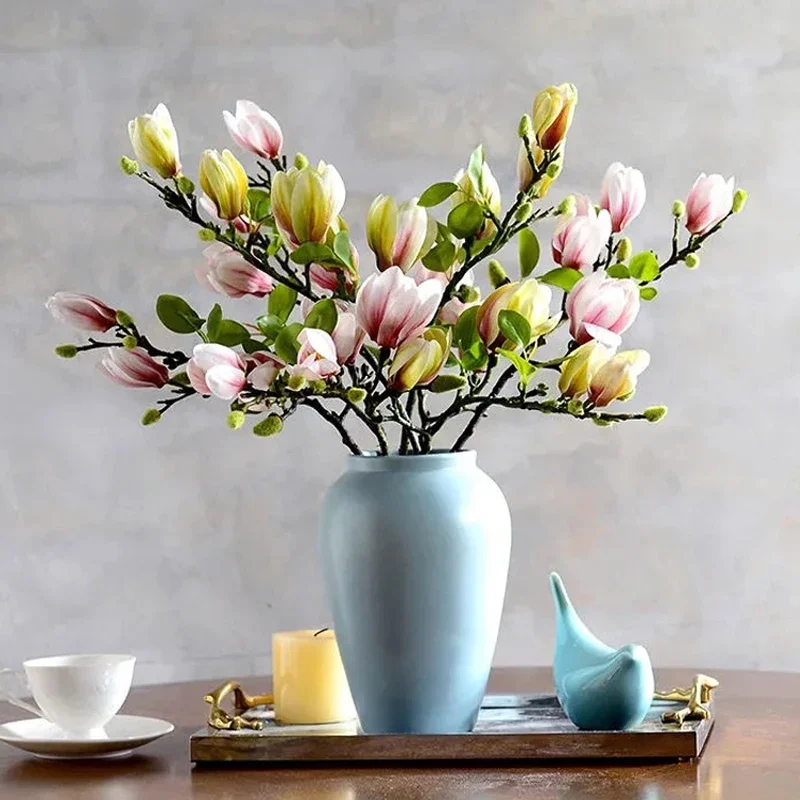 Artificial Magnolia Flower Branch For Home Living Room Decoration Fake Silk Flower Plant Wedding Party Simulation Flower Bouquet Artificial Magnolia Flower Branch For Home Living Room Decoration Fake Silk Flower Plant Wedding Party Simulation Flower Bouquet