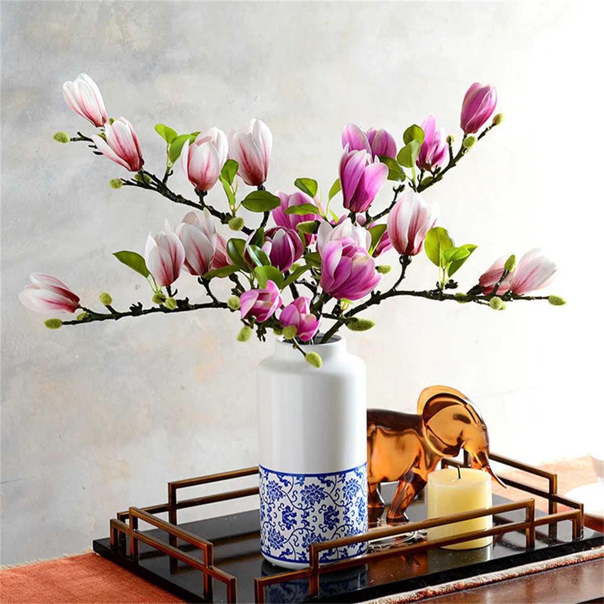 Artificial Magnolia Flower Branch For Home Living Room Decoration Fake Silk Flower Plant Wedding Party Simulation Flower Bouquet Artificial Magnolia Flower Branch For Home Living Room Decoration Fake Silk Flower Plant Wedding Party Simulation Flower Bouquet