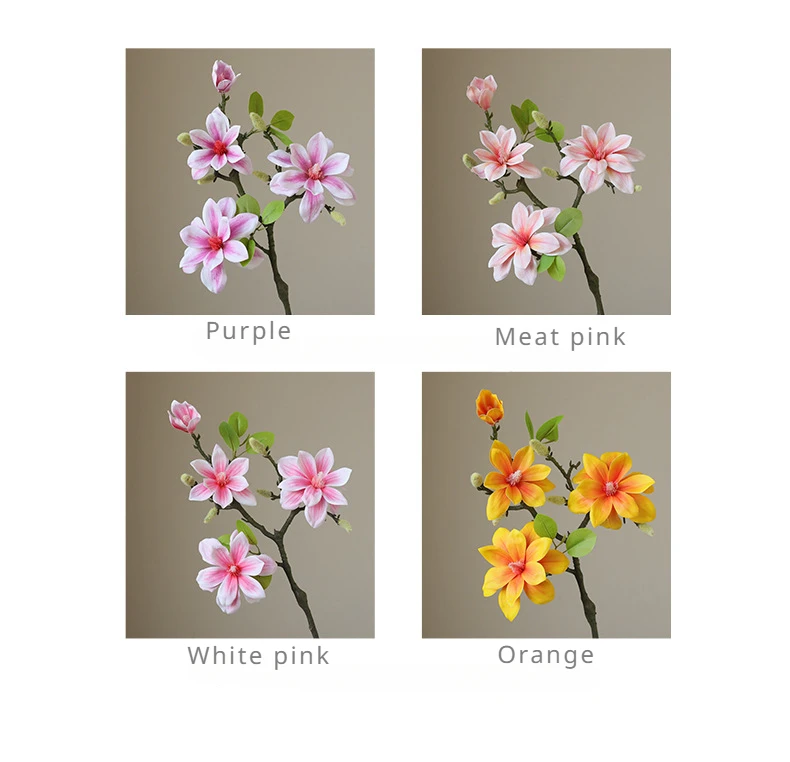 56CM Artificial Magnolia Flower New Chinese Silk Flower Single Branch Decoration for Home Living Room Dining Table Decoration