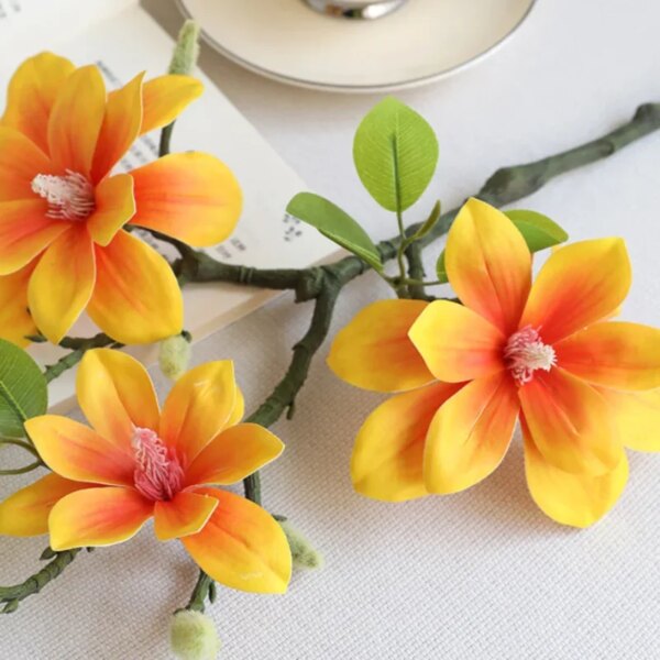 56CM Artificial Magnolia Flower New Chinese Silk Flower Single Branch Decoration for Home Living Room Dining Table Decoration - Image 6