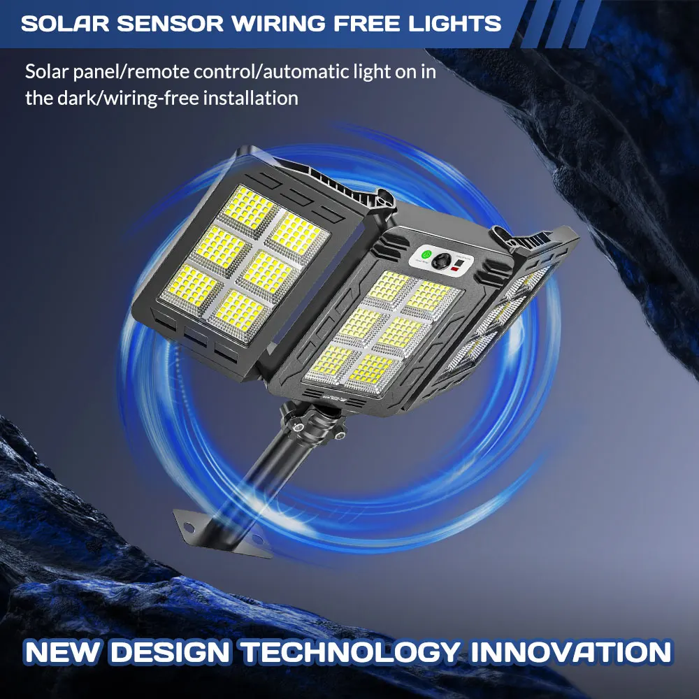 LED Solar Sensor Street Lights Waterproof 3 Light Modes Outdoor Wall Lamp for Garden Yard Balcony Camping Decor