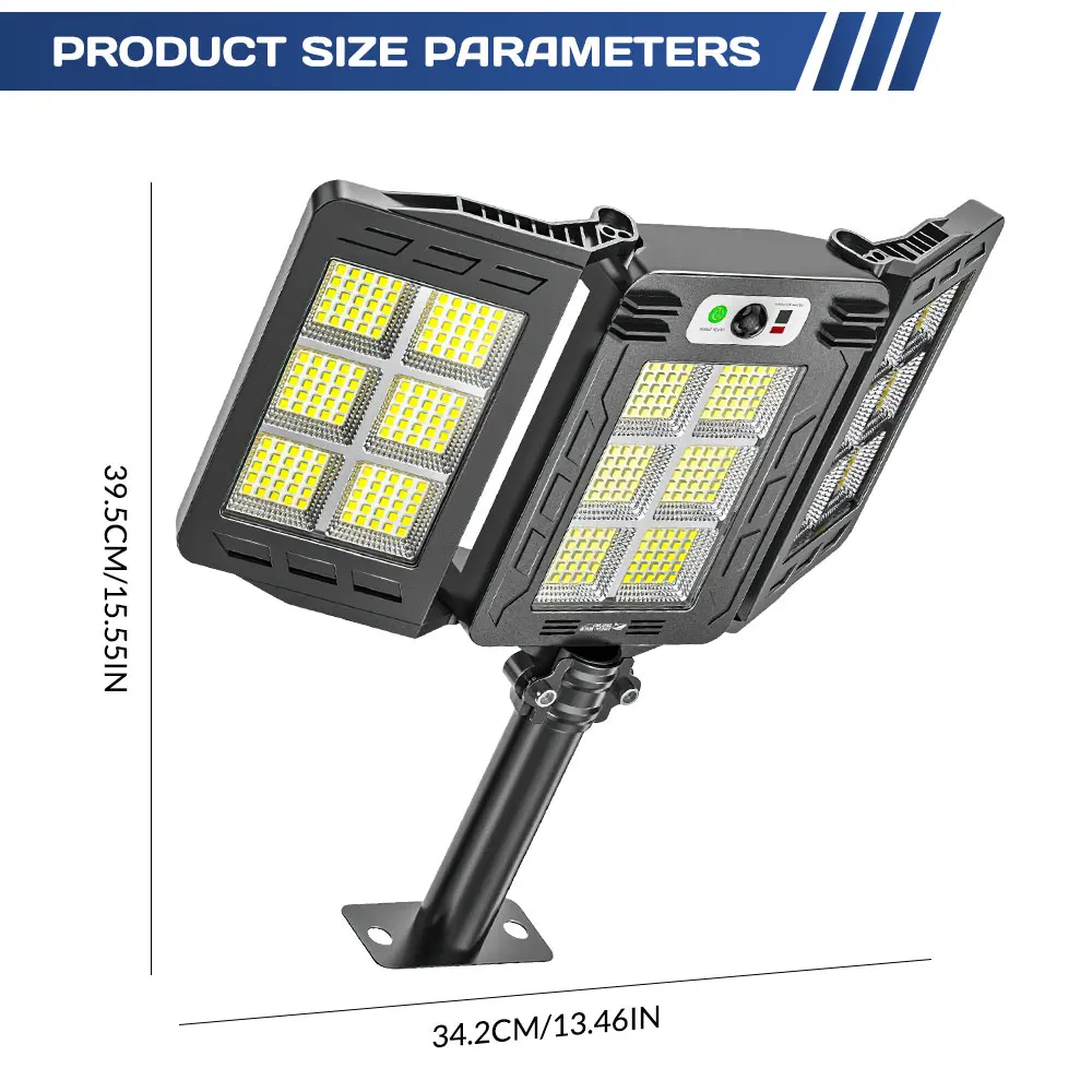 LED Solar Sensor Street Lights Waterproof 3 Light Modes Outdoor Wall Lamp for Garden Yard Balcony Camping Decor