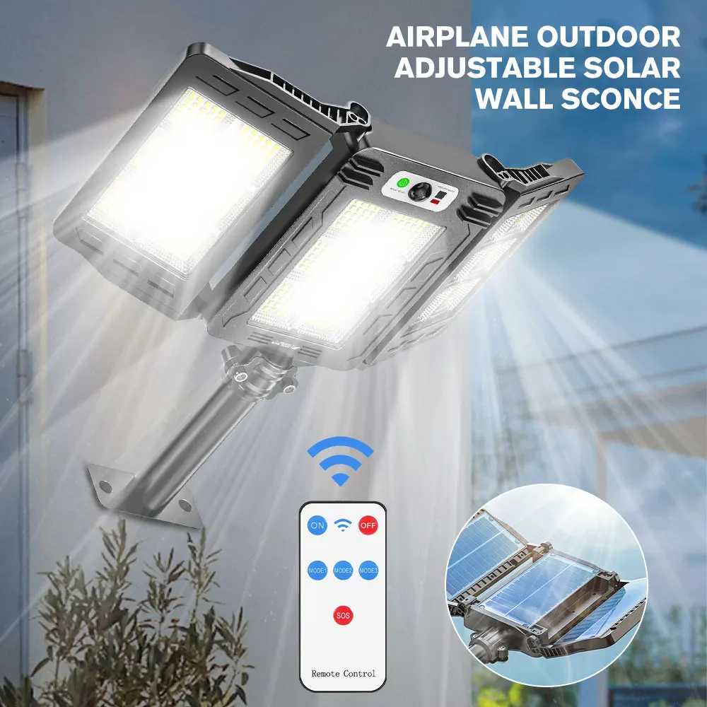 LED Solar Sensor Street Lights Waterproof 3 Light Modes Outdoor Wall Lamp for Garden Yard Balcony Camping Decor