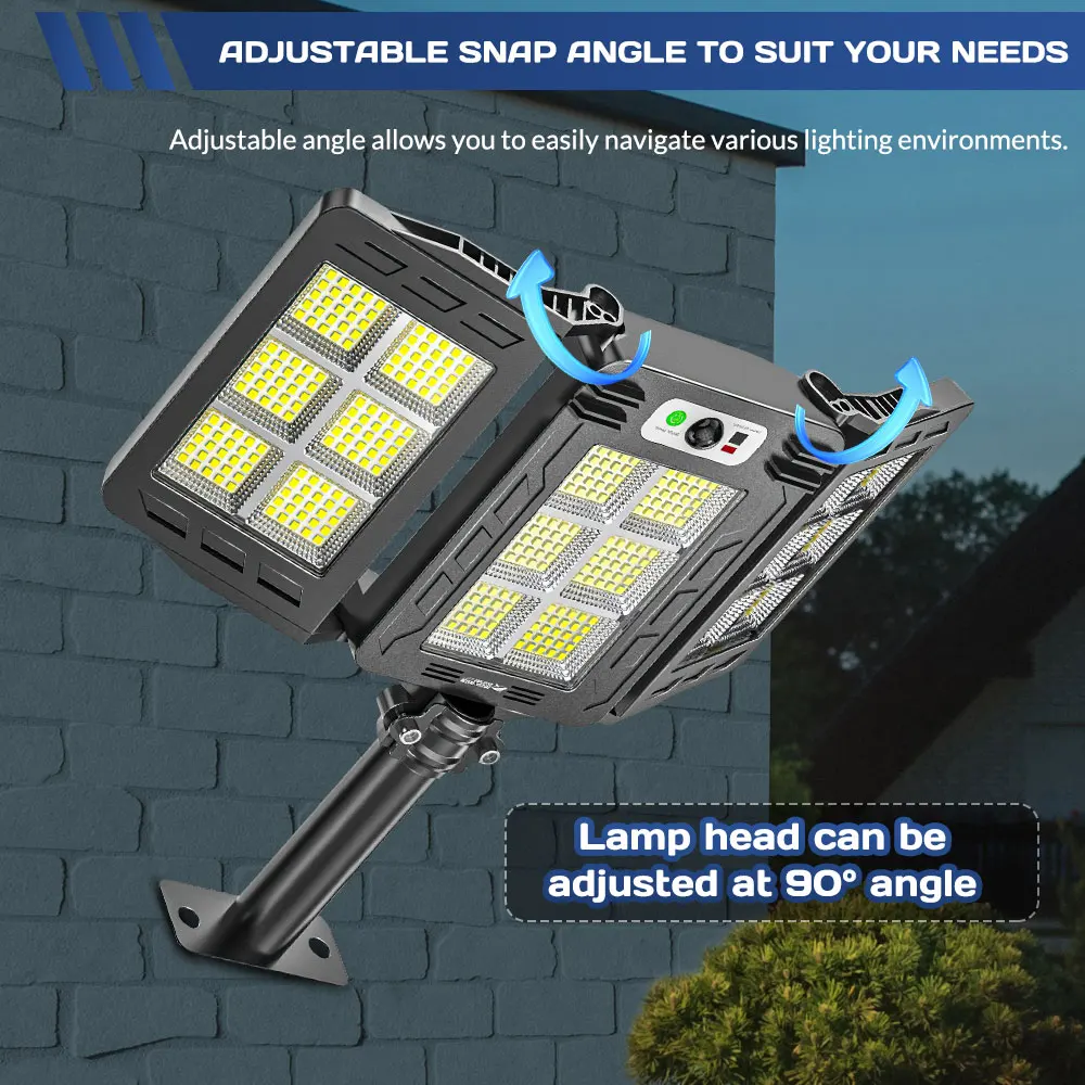 LED Solar Sensor Street Lights Waterproof 3 Light Modes Outdoor Wall Lamp for Garden Yard Balcony Camping Decor