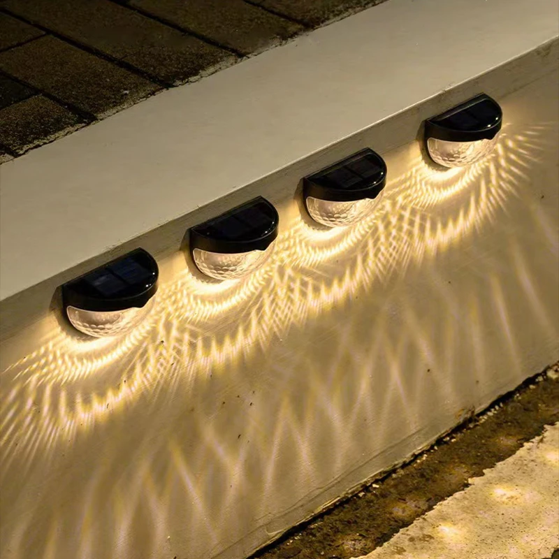 2PCS Solar Wall Lamp, 6LEDs Outdoor Waterproof Solar Light Warm White, for Yard, Garage, Garden, Porch, Fence, Driveway, Railing