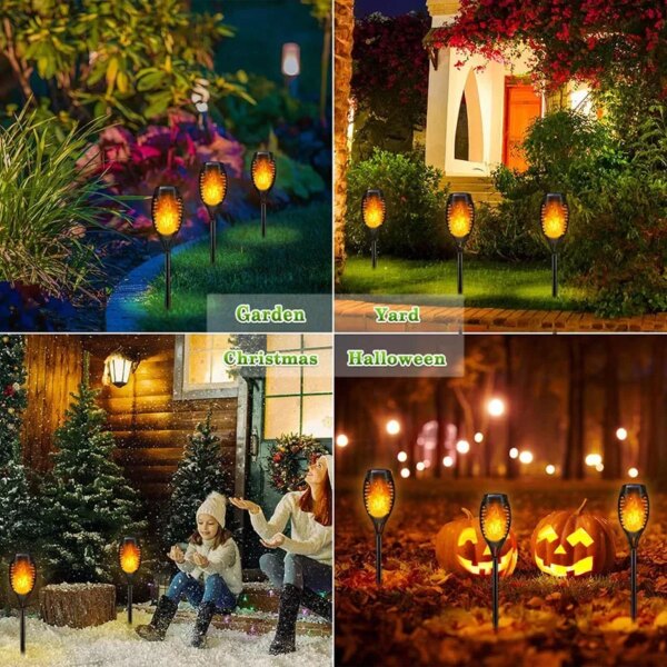 4/2/1Pcs Solar Flame Lights Torch Flickering Light Waterproof Garden Decoration Outdoor Lawn Tiki Led Path Yard Patio Floor Lamp - Image 6