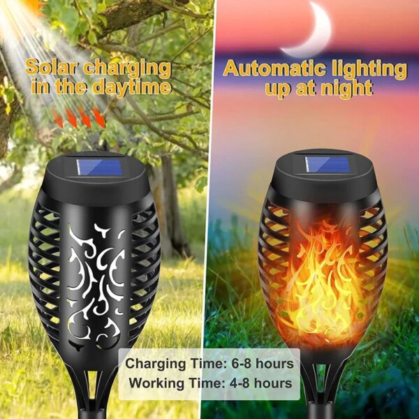 4/2/1Pcs Solar Flame Lights Torch Flickering Light Waterproof Garden Decoration Outdoor Lawn Tiki Led Path Yard Patio Floor Lamp - Image 2
