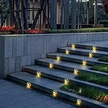 Lightess Solar Lights for Steps Deck Solar Stair Light Outdoor Waterproof Stainless Steel LED Fence Light for Garden Pathway