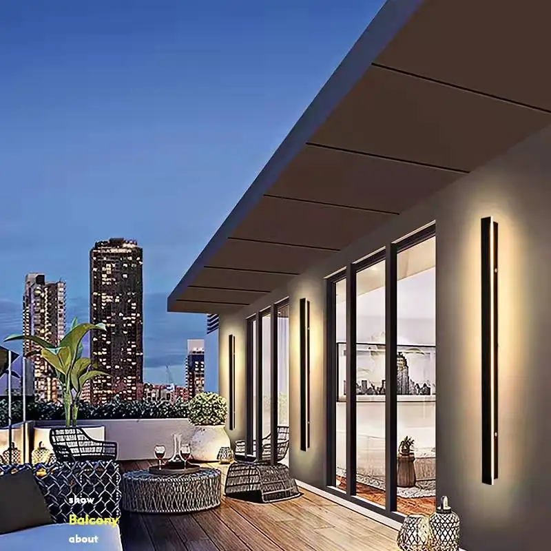 Waterproof outdoor wall light LED long wall light IP65 aluminum Garden villa porch decorative light 110V 220V outdoor lighting - Image 5