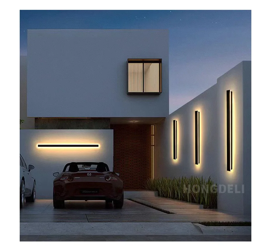 Waterproof outdoor wall light LED long wall light IP65 aluminum Garden villa porch decorative light 110V 220V outdoor  lighting