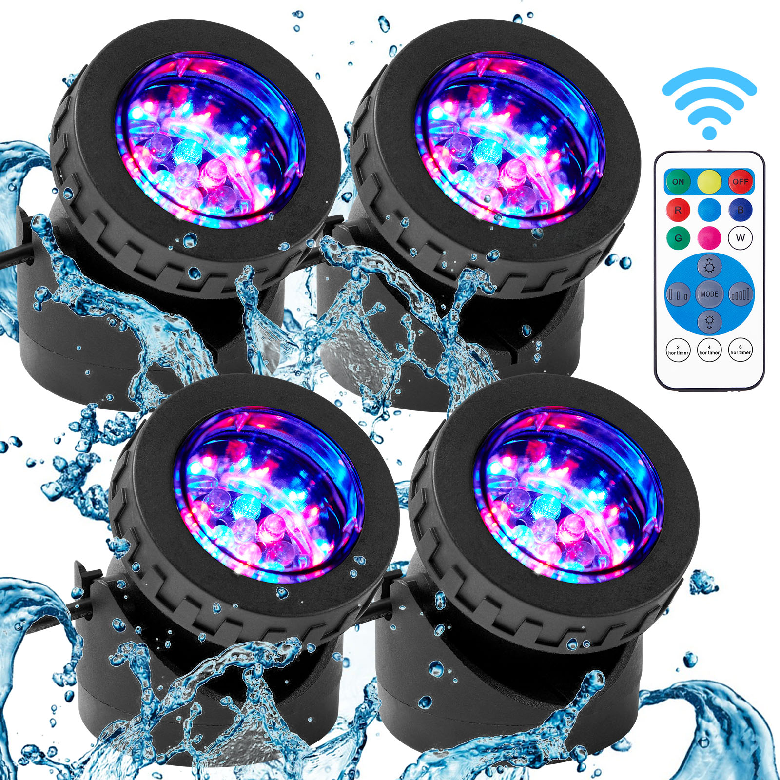 RGB Submersible 1/2/3/4 LED Lights Waterproof IP68 Underwater Fountain Pond Spot Light Dimmable Swimming Pool Landscape Lamp