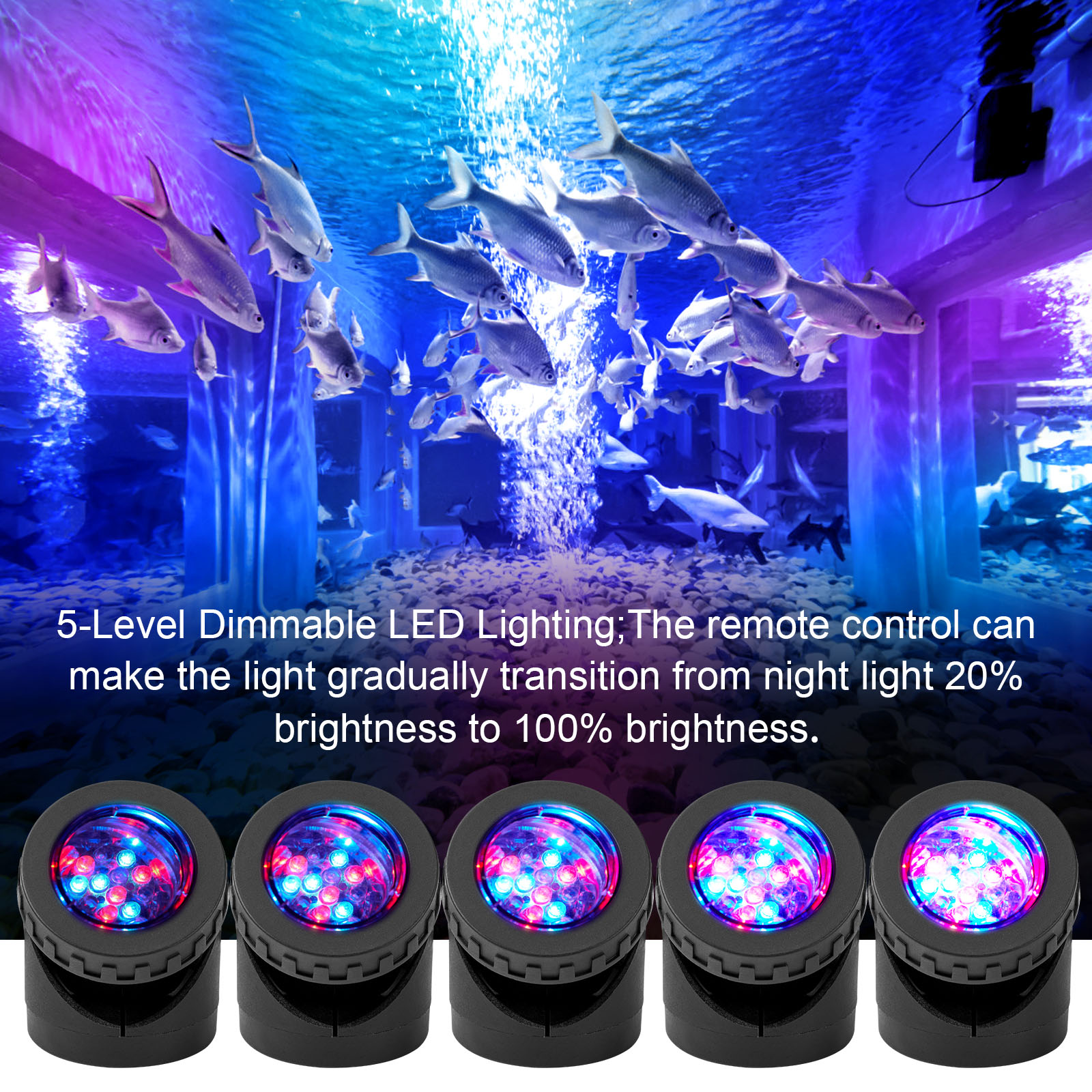 RGB Submersible 1/2/3/4 LED Lights Waterproof IP68 Underwater Fountain Pond Spot Light Dimmable Swimming Pool Landscape Lamp